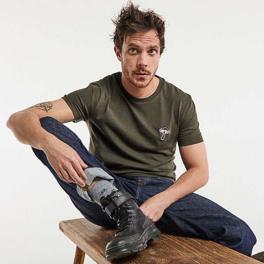 T-shirt BARTHELEMIEN broderie champignon matières recyclées - LA GENTLE FACTORY