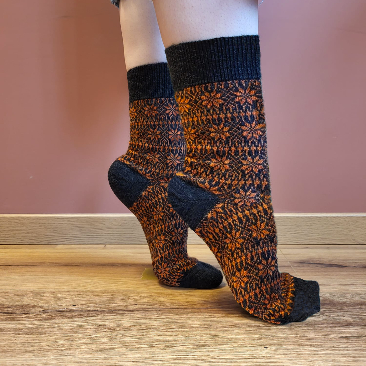 Chaussettes fine motif 100% Laine KBT - HIRSCH