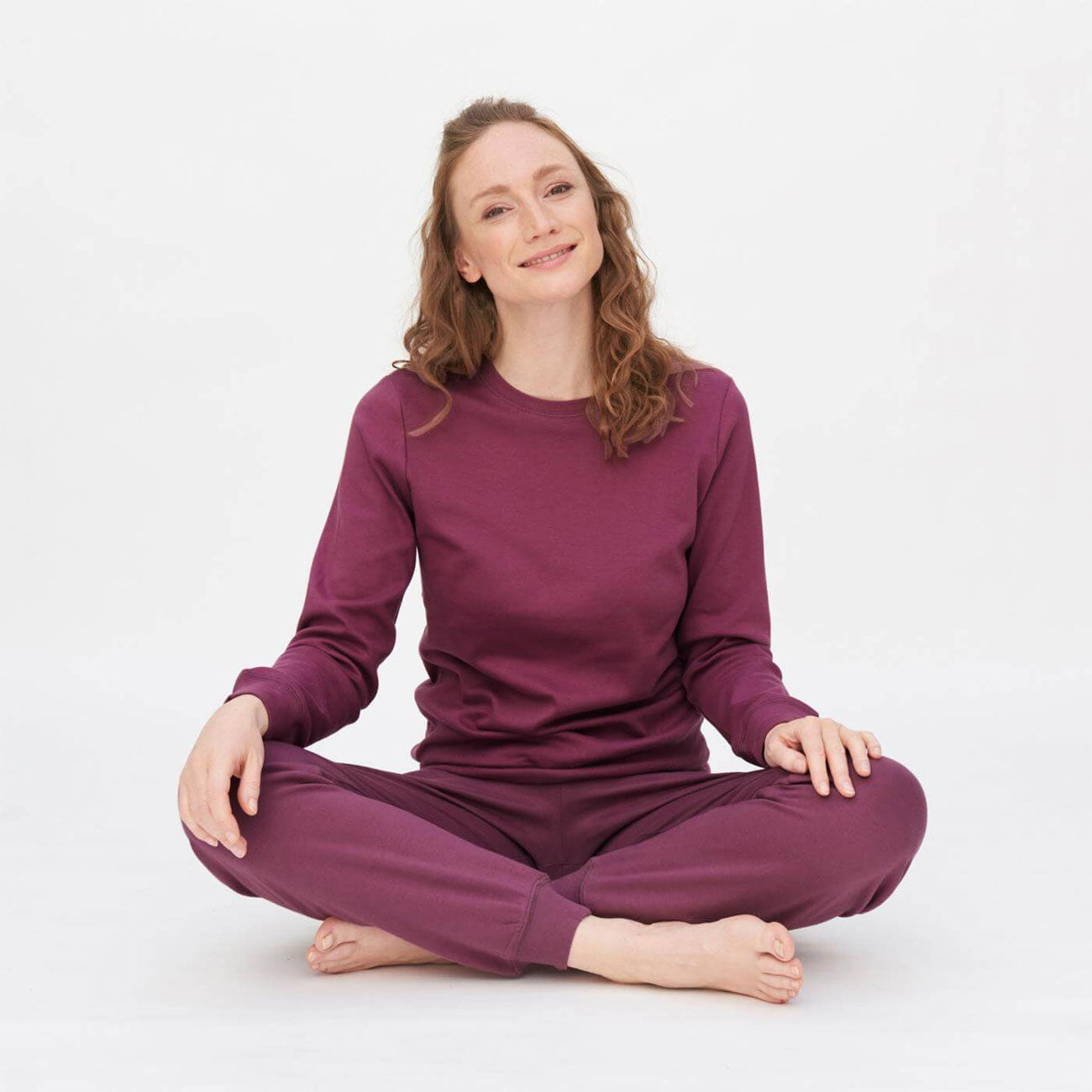 pyjama chaud femme coton bio bordeaux