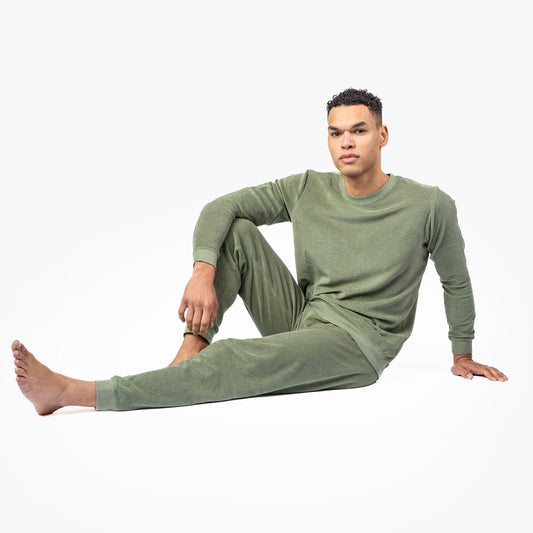 pyjama coton bio homme vert automne hiver