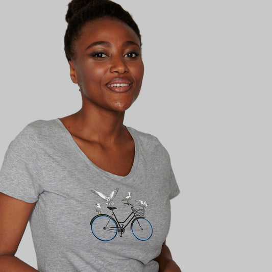 T-shirt vélo et mouettes en coton bio - GREENBOMB