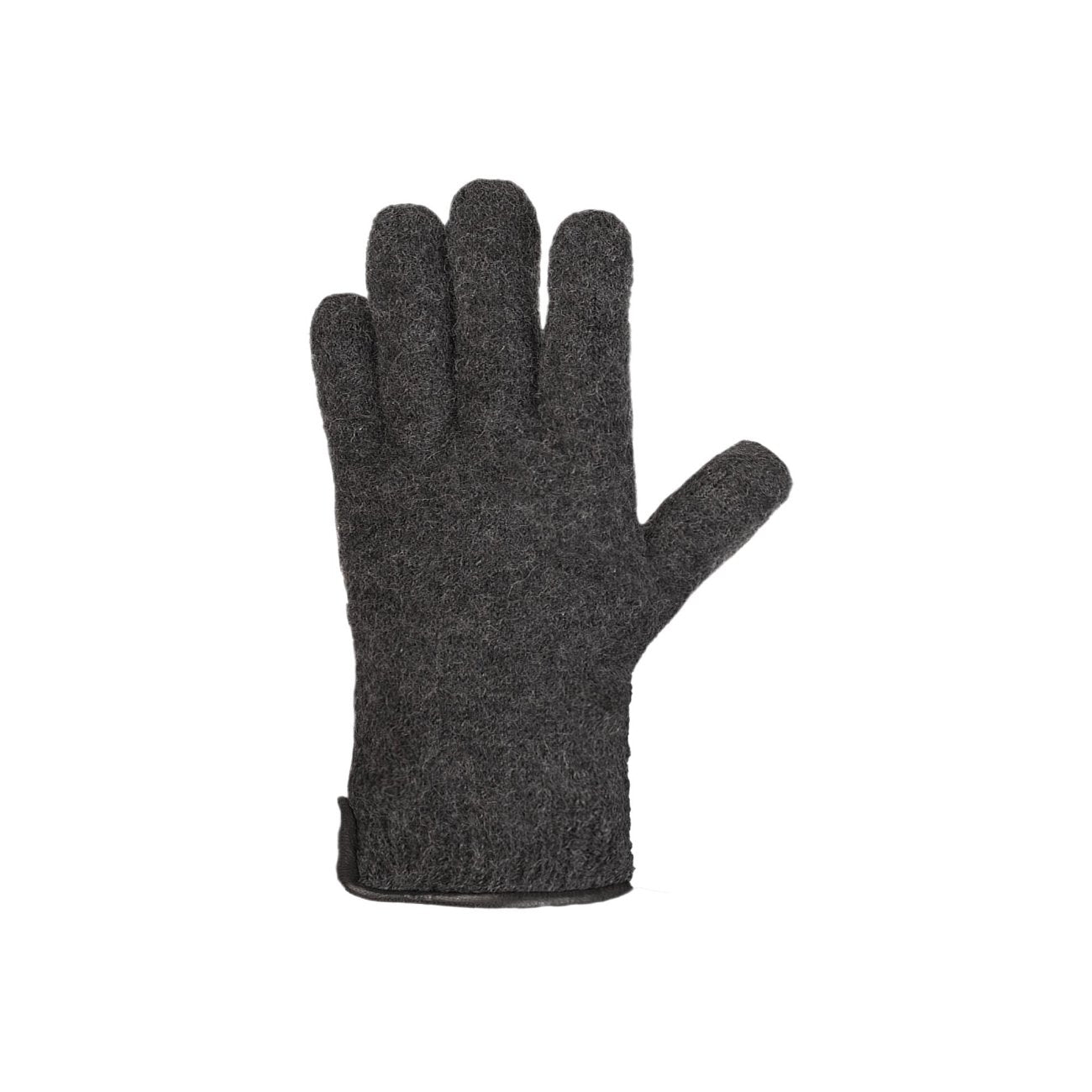 Gants laine feutrée, poignets gainés de cuir - PURE PURE