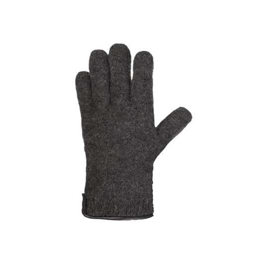 Gants laine feutrée, poignets gainés de cuir - PURE PURE