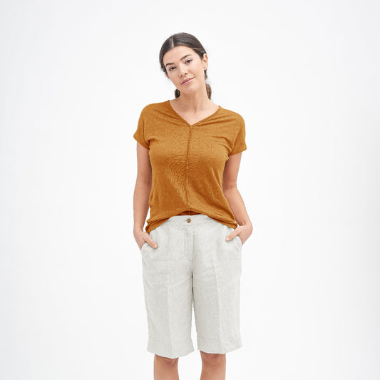 T-shirt col V OCEANE 100% lin - LIVING CRAFTS