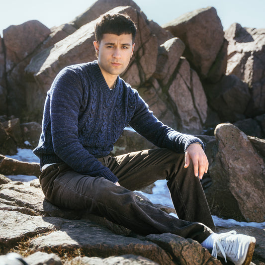 Pull col V YORIN en laine et coton - LIVING CRAFTS