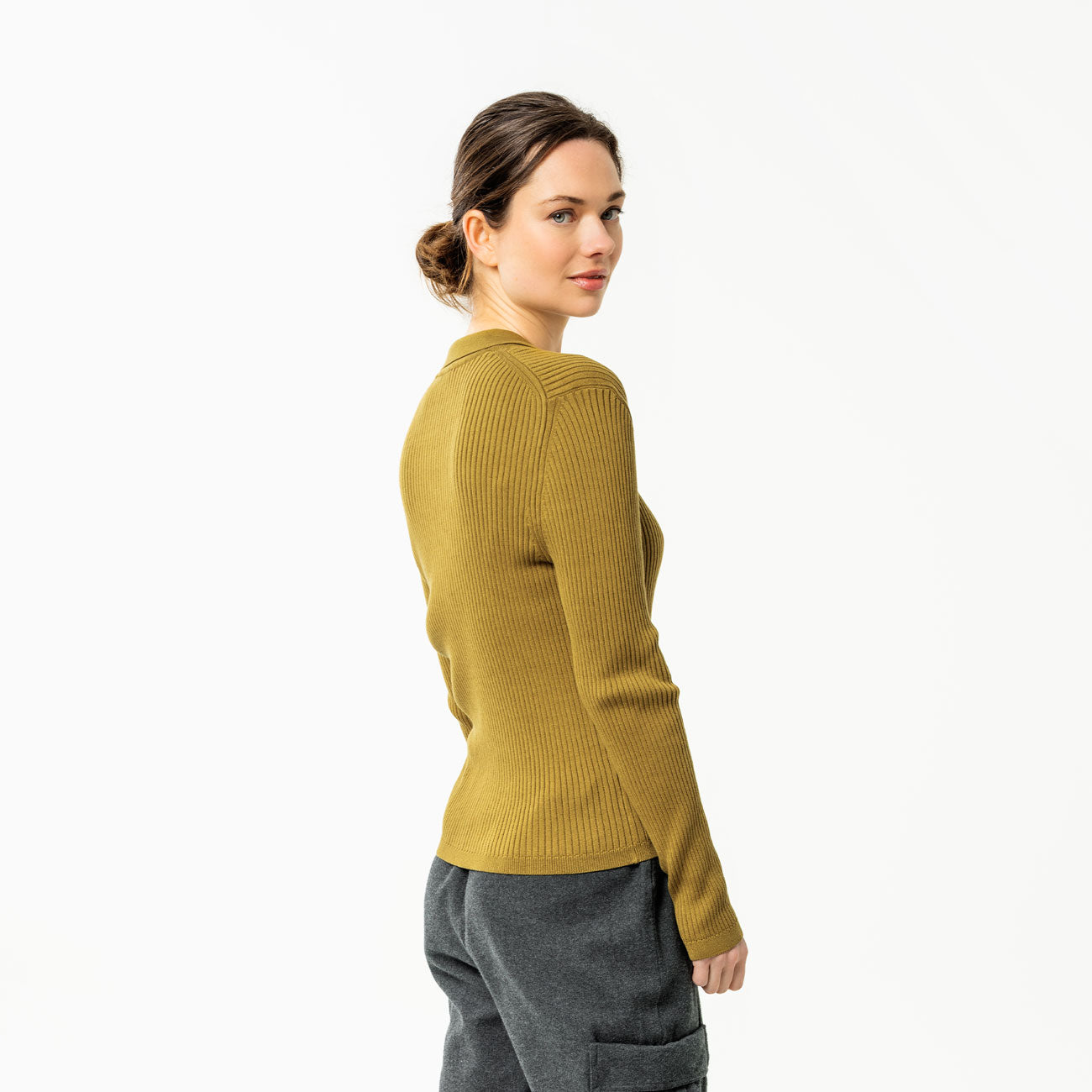 Cardigan UNARA en coton bio cotelé - LIVING CRAFTS