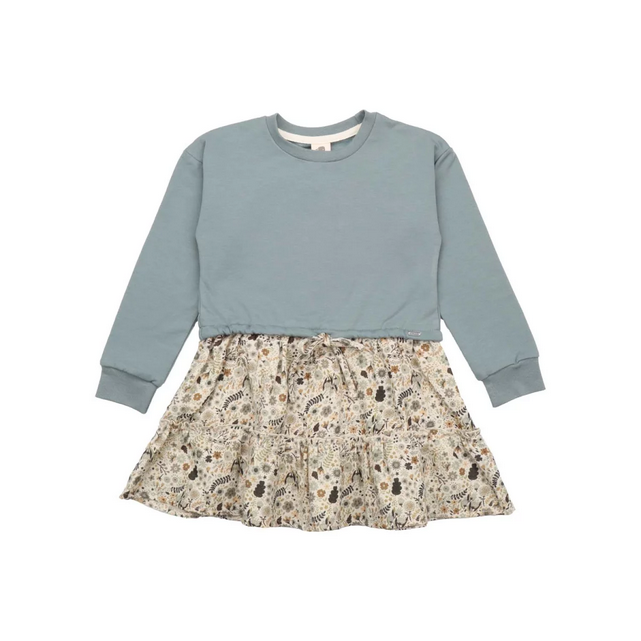 Robe sweat FALL FLOWERS en coton bio - WALKIDDY