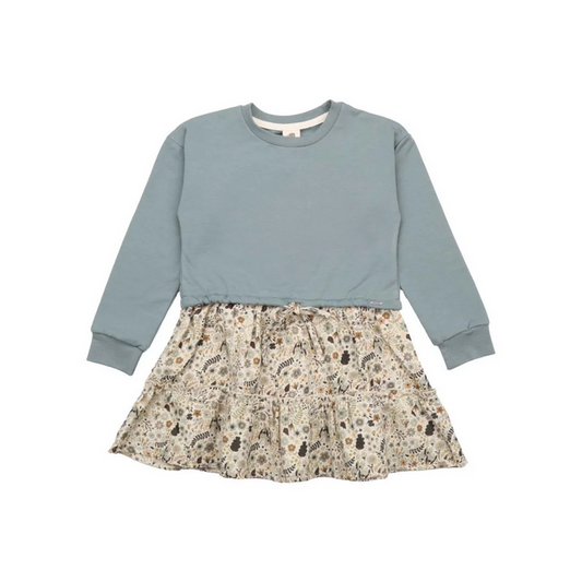 Robe sweat FALL FLOWERS en coton bio - WALKIDDY