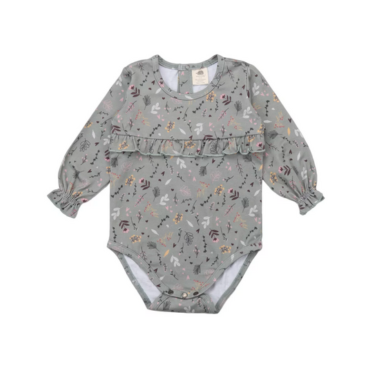 Body TINY manches longues en coton imprimé fleurs - WALKIDDY