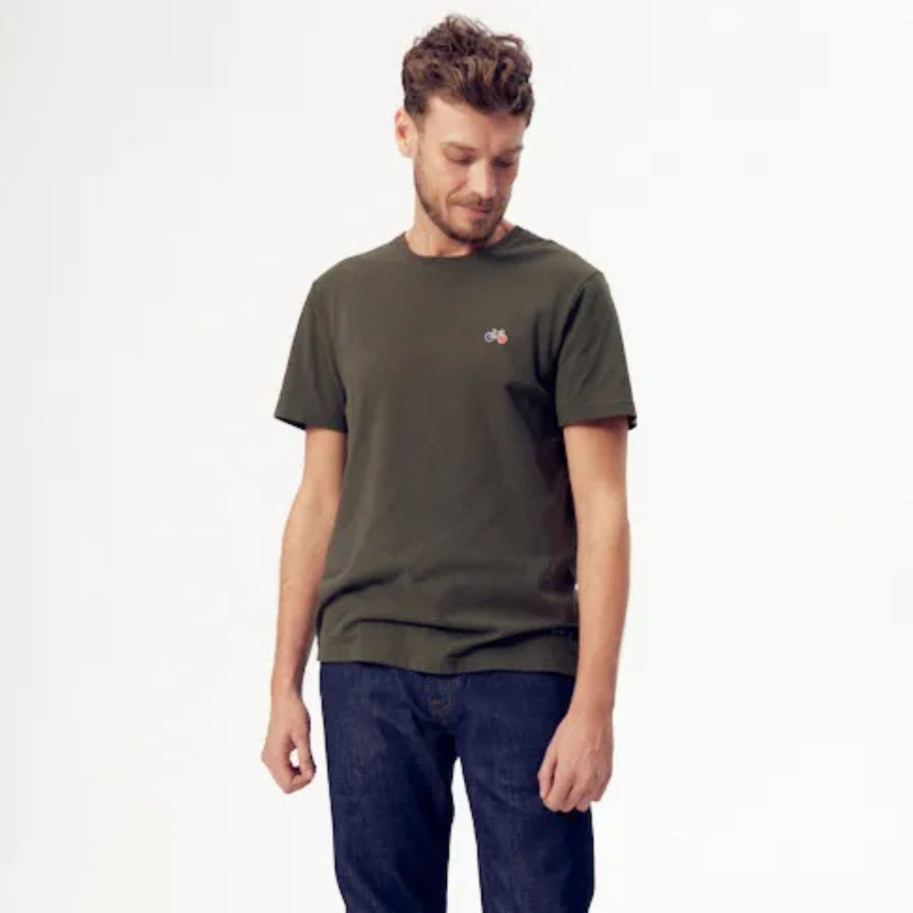 T-shirt BAPTISTE brodé vélo matières recyclées - LA GENTLE FACTORY