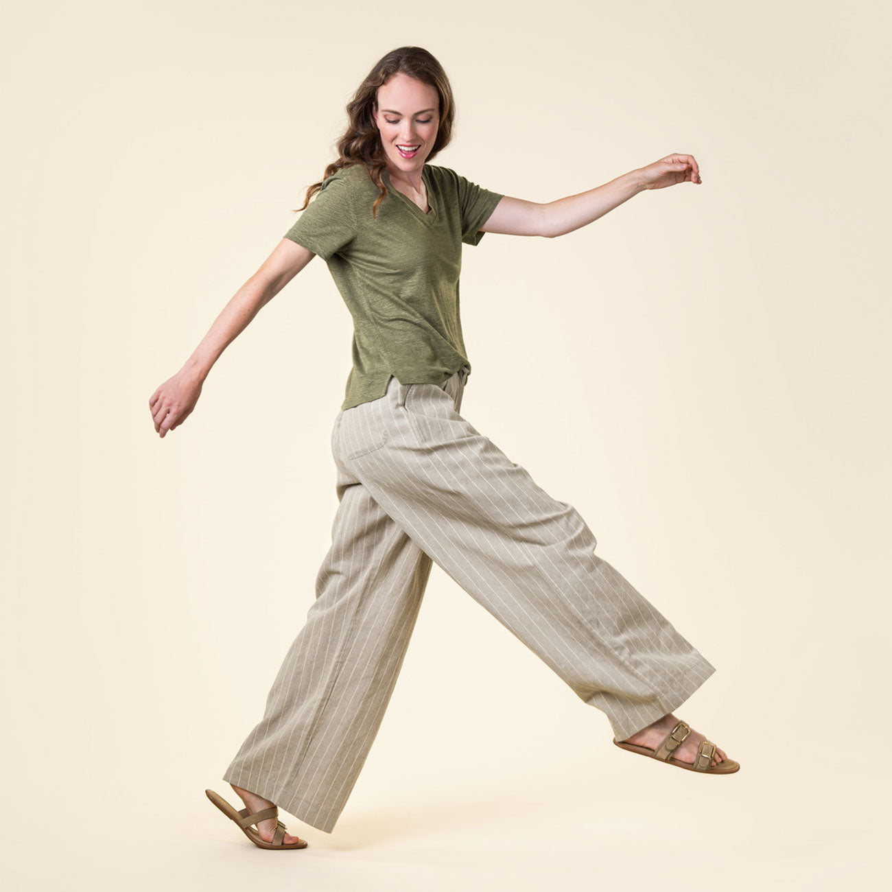 T-shirt col V TALIDA en 100% lin - LIVING CRAFTS