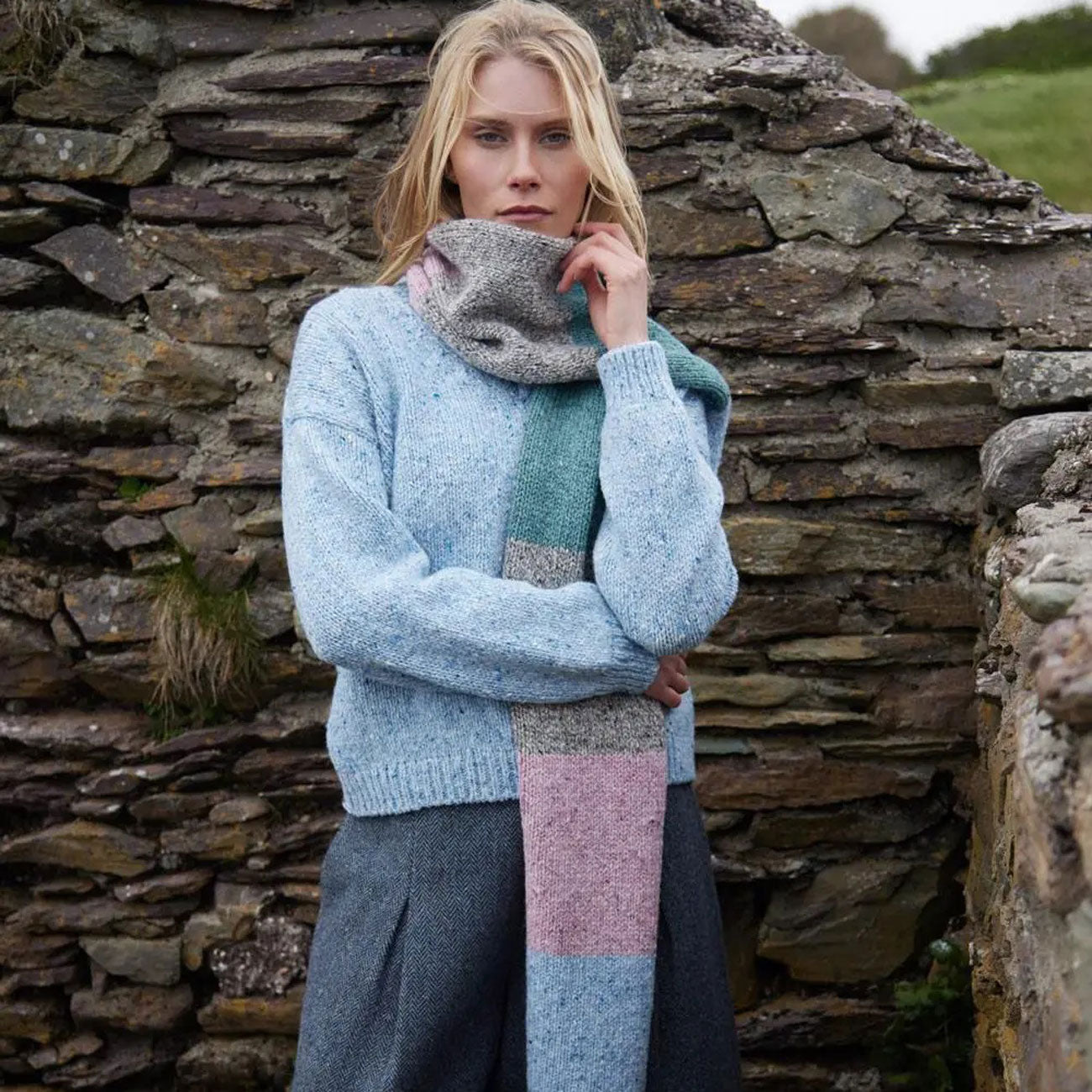 Echarpes patchwork 100% laine mérinos - FISHERMAN