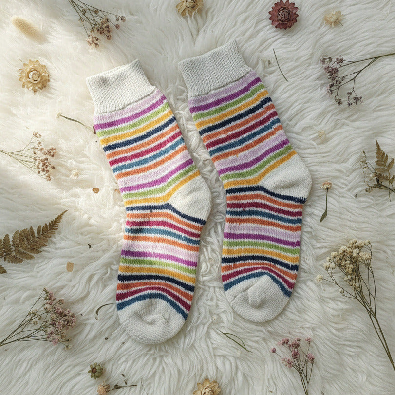 Chaussettes arc en ciel pure laine - HIRSCH NATUR