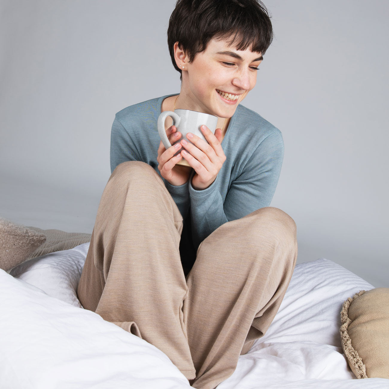 Pantalon large femme en laine et soie - ENGEL