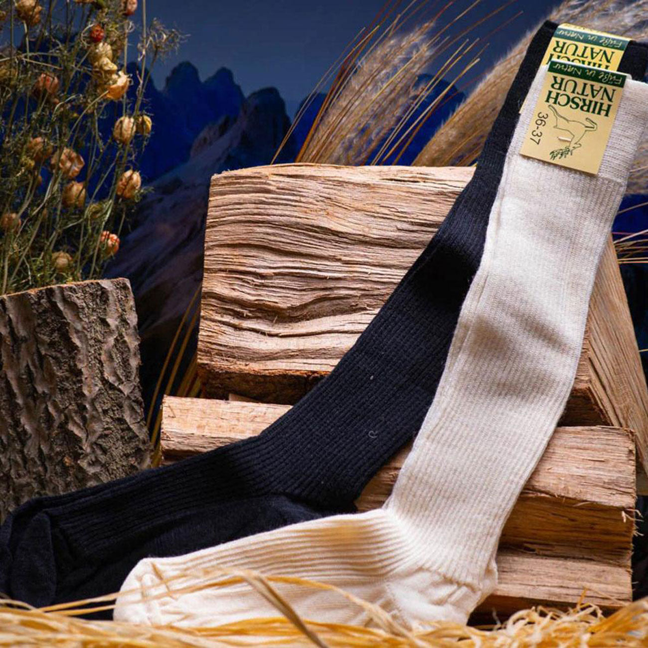 Chaussettes hautes 50% laine 50% coton - HIRSCH