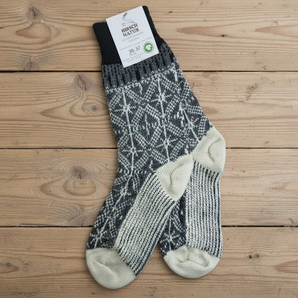 Chaussettes flocons 100% laine - HIRSCH