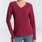 T-shirt col V manches longues en coton - LEELA COTTON