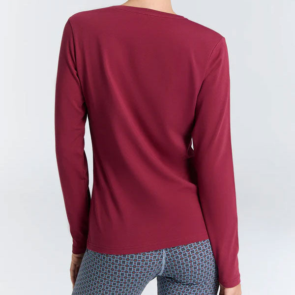 T-shirt col V manches longues en coton - LEELA COTTON