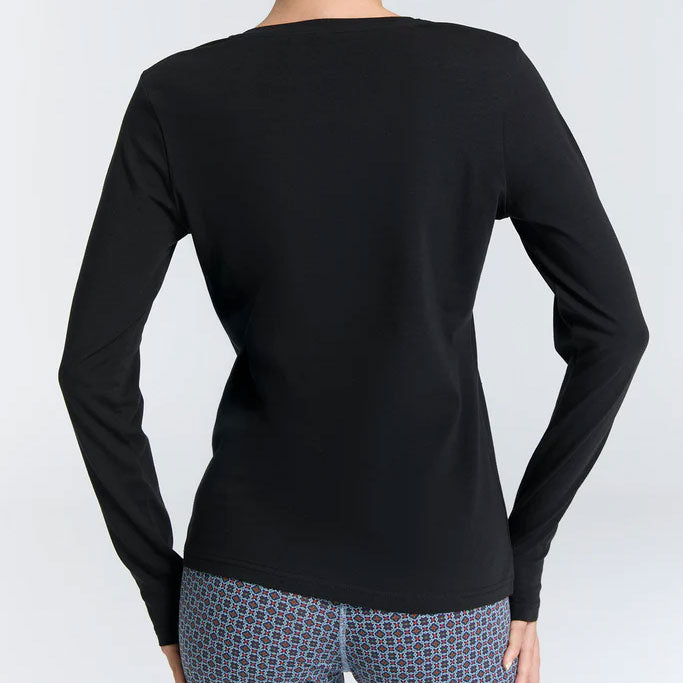 T-shirt col V manches longues en coton - LEELA COTTON