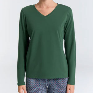 T-shirt col V manches longues en coton - LEELA COTTON