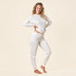 pyjama bio femme manches longues couleur écru