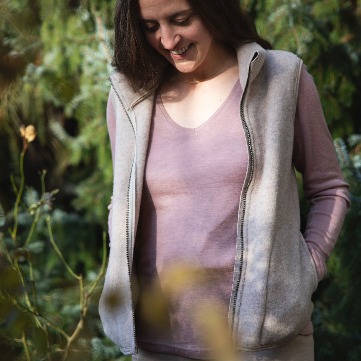 Gilet coupe droite femme en laine polaire - ENGEL