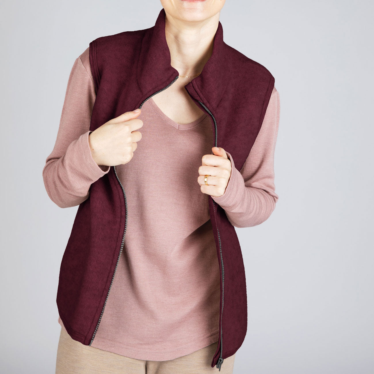 Gilet coupe droite femme en laine polaire - ENGEL