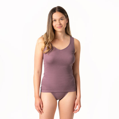 Maillot pour femme sans manches en coton biologique épais et sans coutures sur les côtés 