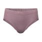 Slip uni mauve en coton bio légèrement échancré à l'avant couvrant bien les hanches.
