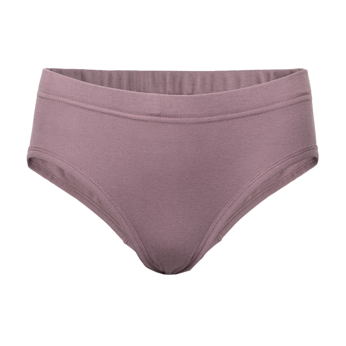 Slip uni mauve en coton bio légèrement échancré à l'avant couvrant bien les hanches.