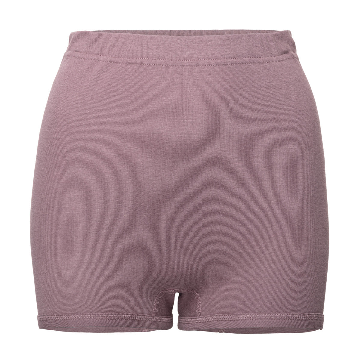 Shorty femme en coton bio certifié taille hautes et sans coutres latérales. Taille élastiqué avec élastique changeable sous tunel 