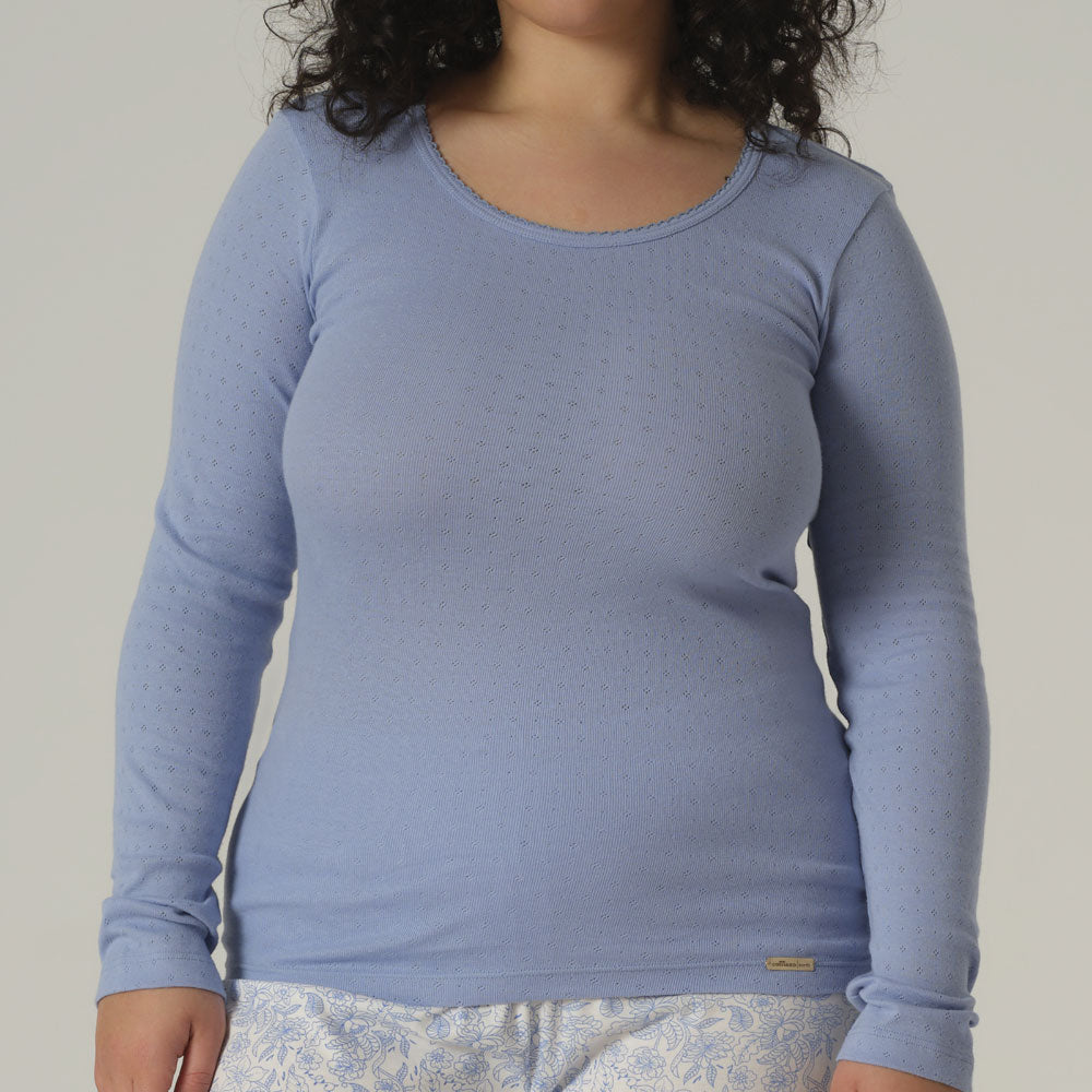 Haut manches longues 100% coton bio, pointelle - COMAZO