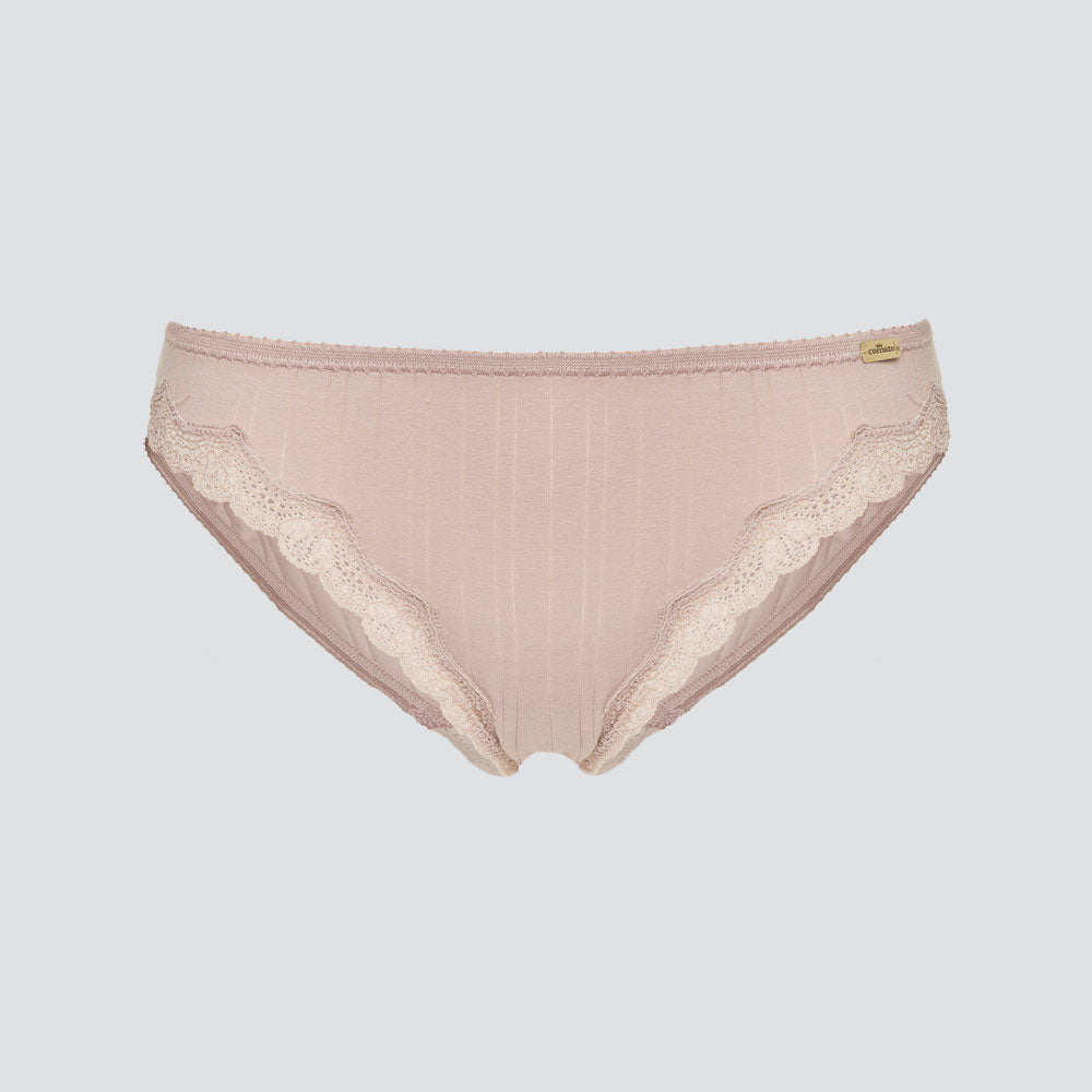 Slip côtelé et dentelle - COMAZO