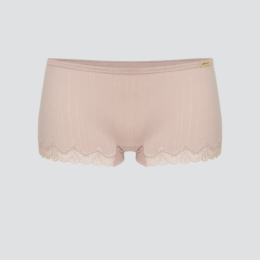 Shorty côtelé et dentelle - COMAZO