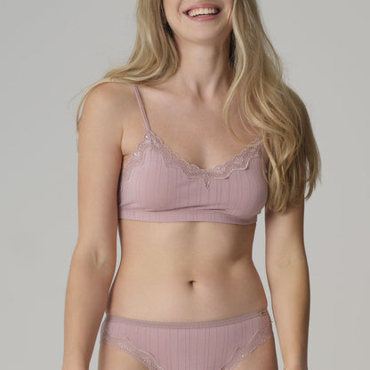 Brassière côtelée et dentelle - COMAZO