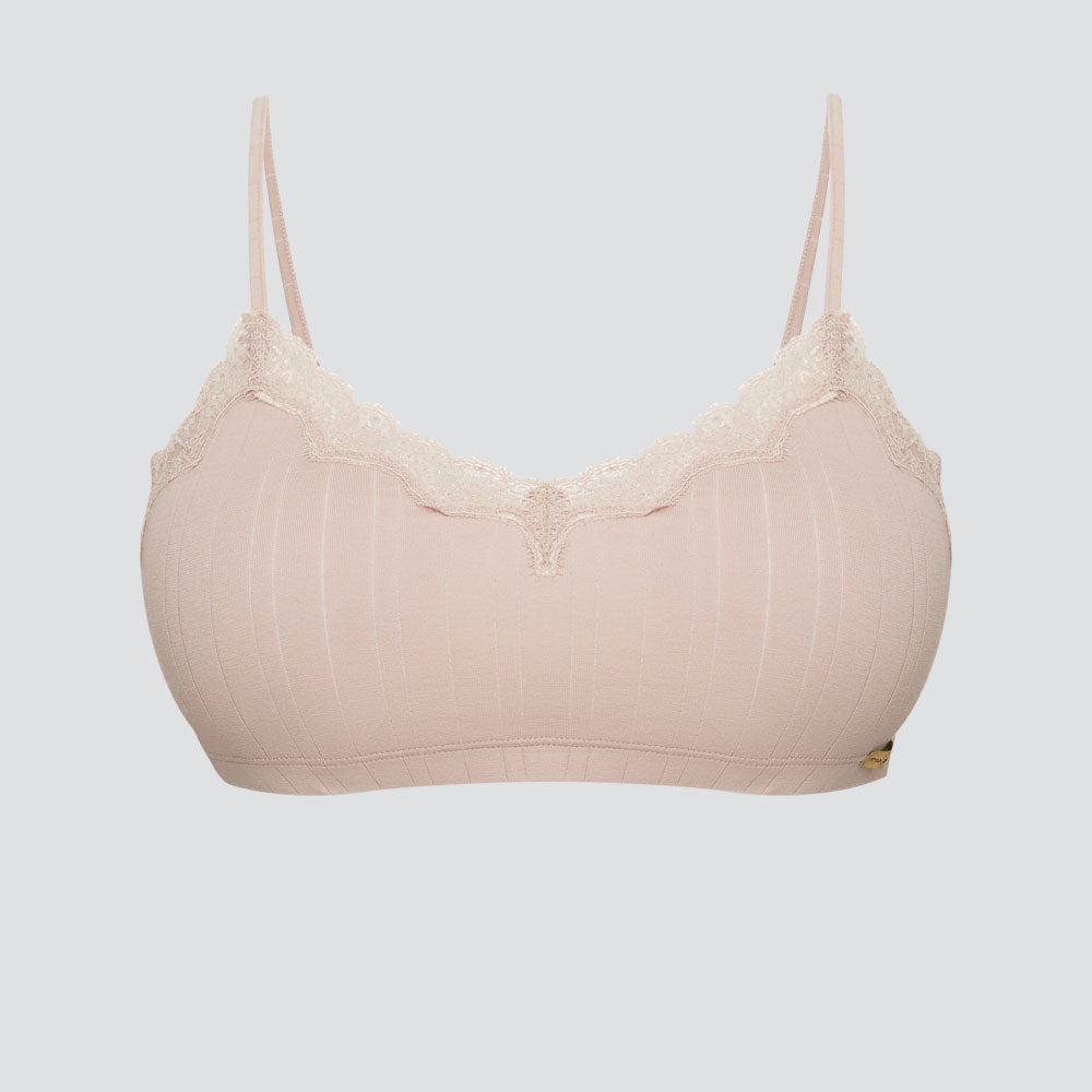 Brassière côtelée et dentelle - COMAZO