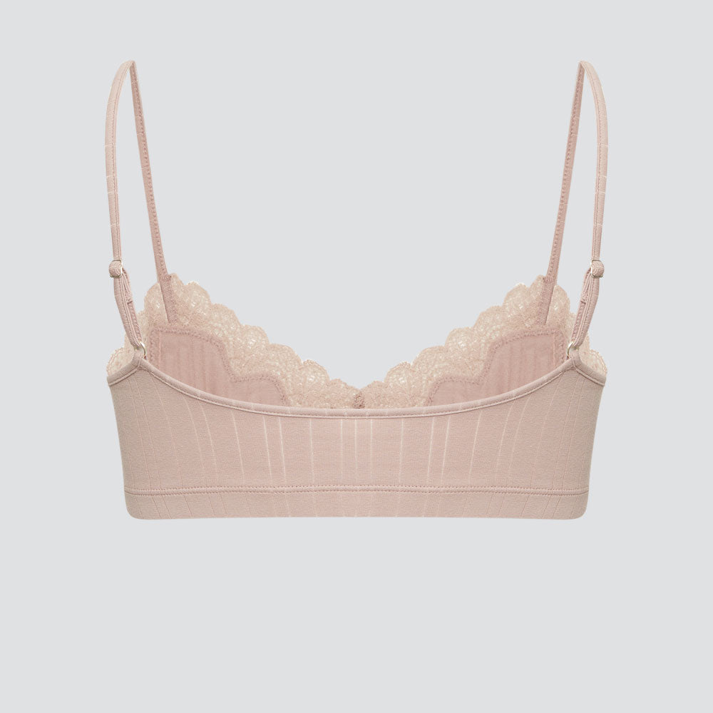 Brassière côtelée et dentelle - COMAZO