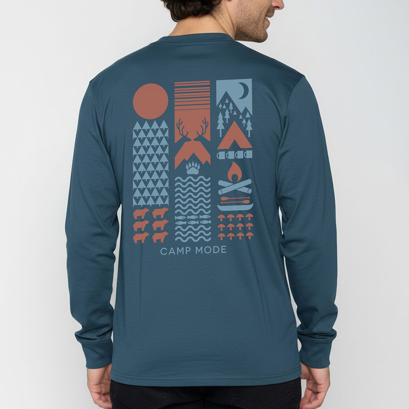 T-shirt manches longues en mode camping 100% coton - GREENBOMB