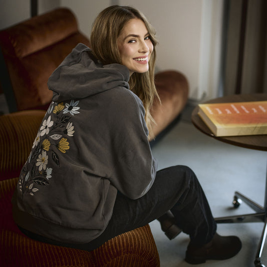 Sweat à capuche brodé fleurs dans le dos - GREENBOMB