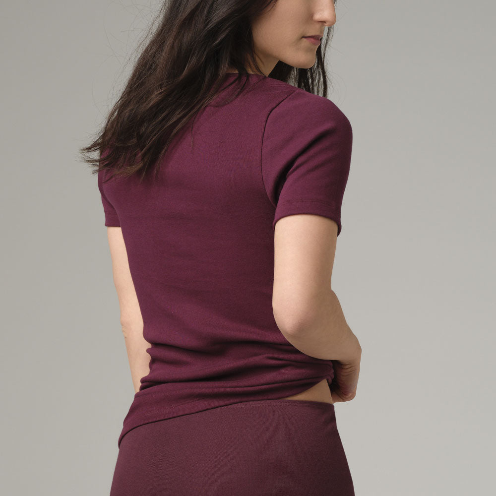 Maillot manches courtes fines côtes 100% coton bio - COMAZO