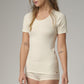 Maillot manches courtes fines côtes 100% coton bio - COMAZO