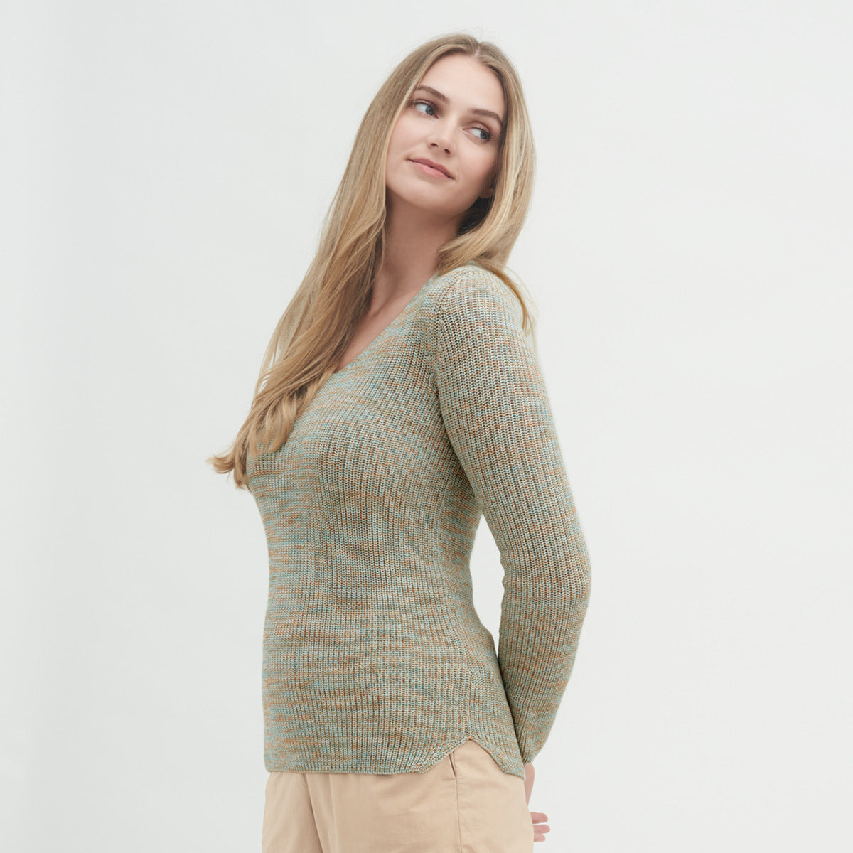 Pull OLENA en coton col V - LIVING CRAFTS