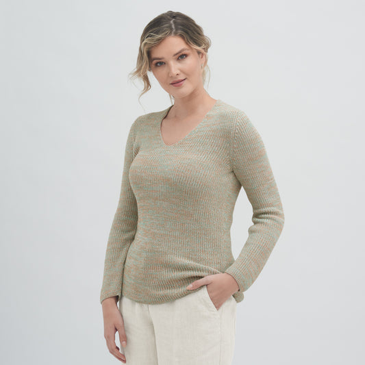 Pull OLENA en coton col V - LIVING CRAFTS