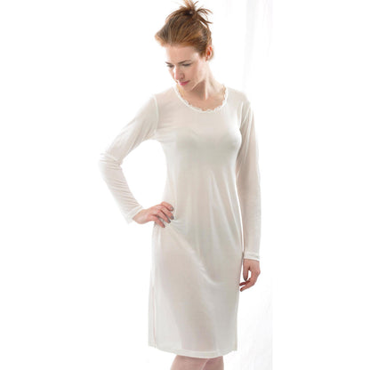 Chemise de nuit manches longues 100% soie bio - ALKENA