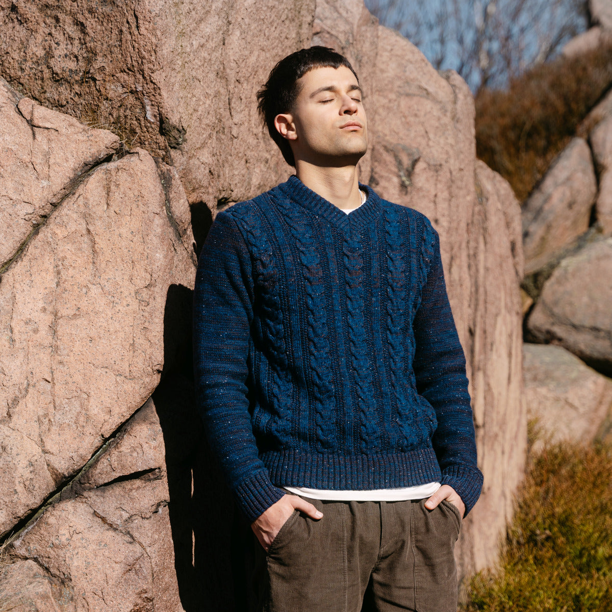 Pull col V YORIN en laine et coton - LIVING CRAFTS