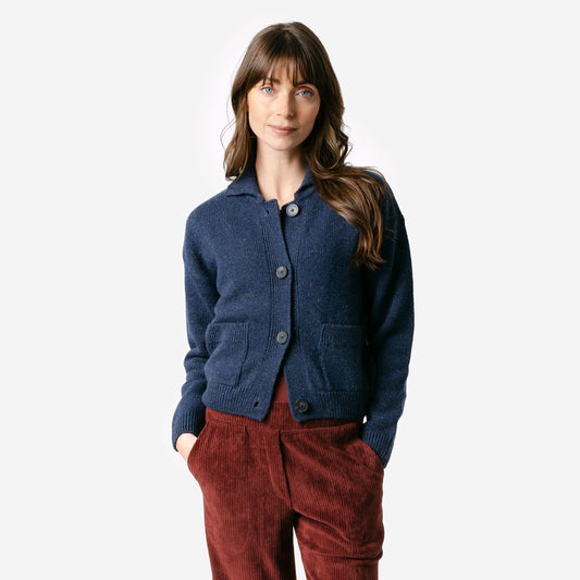 Cardigan col BENTE col polo 100% laine - LIVING CRAFTS