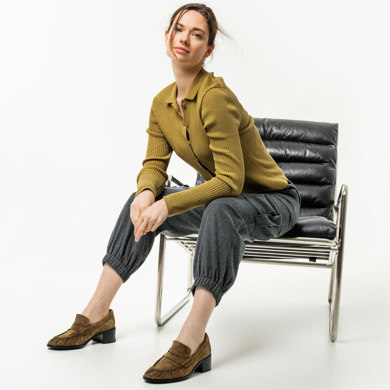 Cardigan UNARA en coton bio cotelé - LIVING CRAFTS