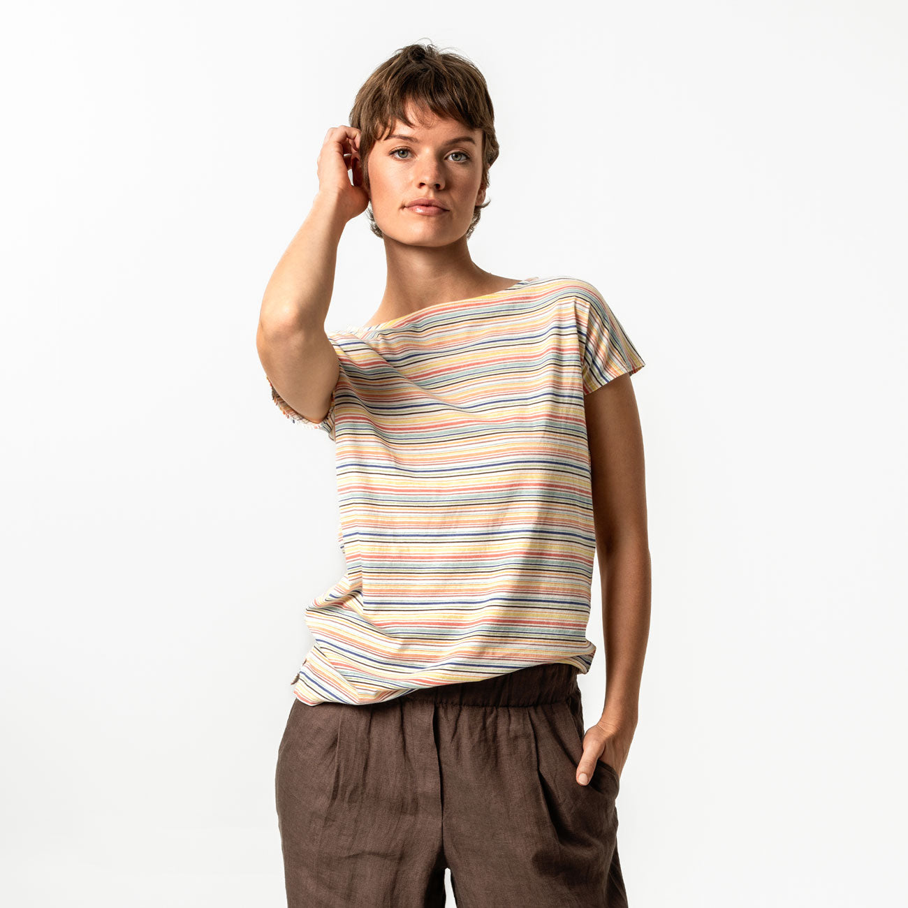 T-shirt REKA en coton et lin à rayures - LIVING CRAFTS