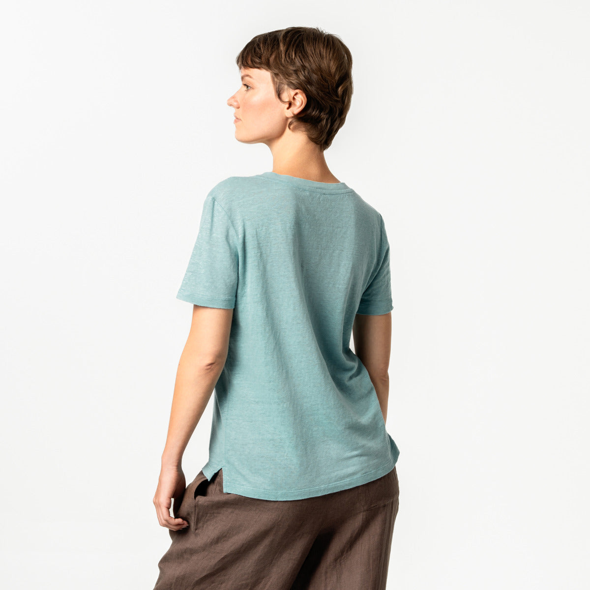 T-shirt col V TALIDA en 100% lin - LIVING CRAFTS