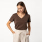 T-shirt col V TALIDA en 100% lin - LIVING CRAFTS